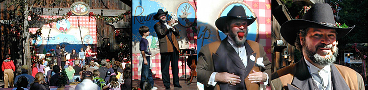 Johnny Ace Palmer doing magic at Santa's Reindeer Roundup at Big Thunder Ranch in Disneyland Resort in California